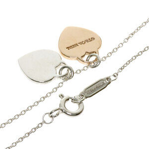 Tiffany Co Double Heart Rubedo Metal Necklace Silver